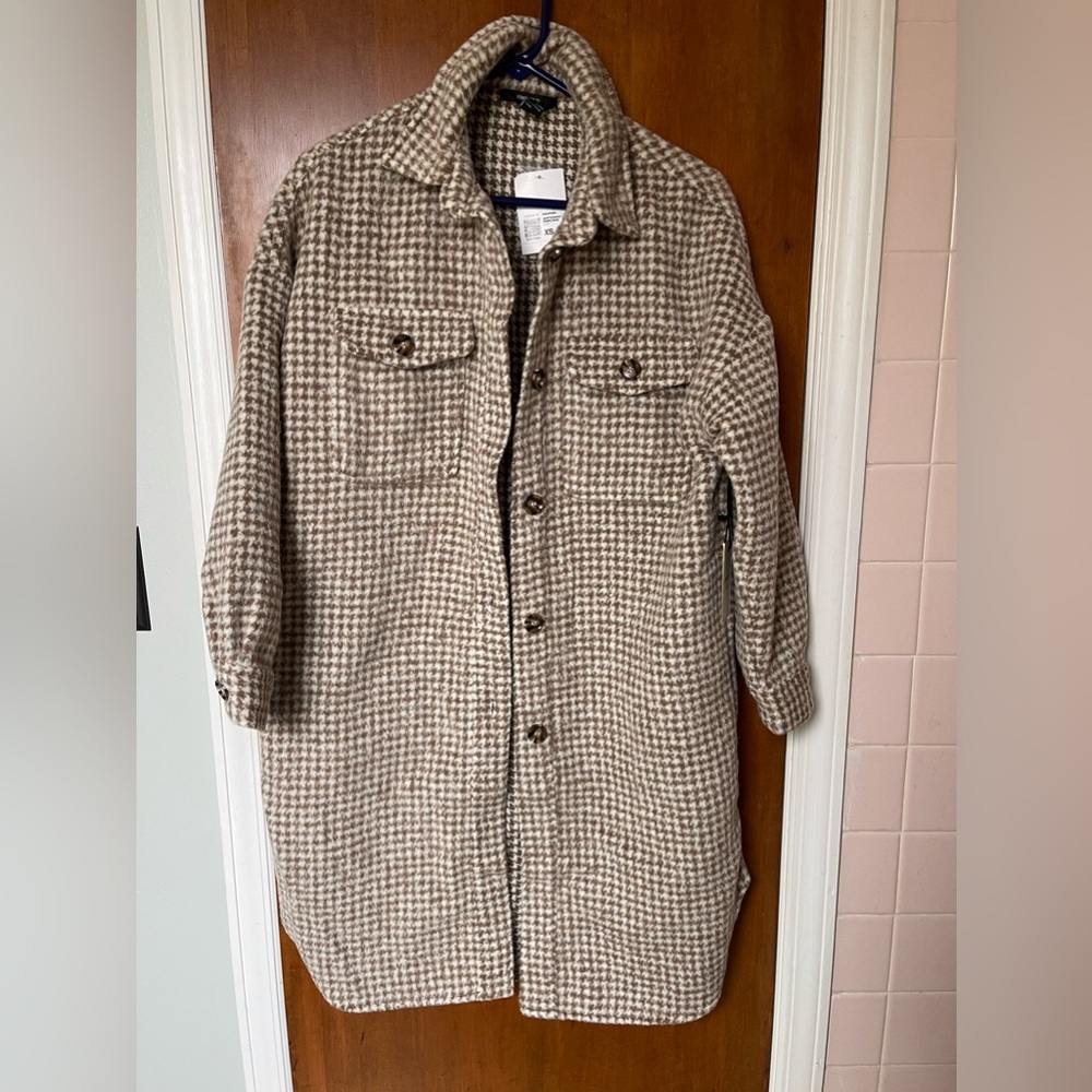 Forever 21 Brushed Houndstooth Longline Shacket